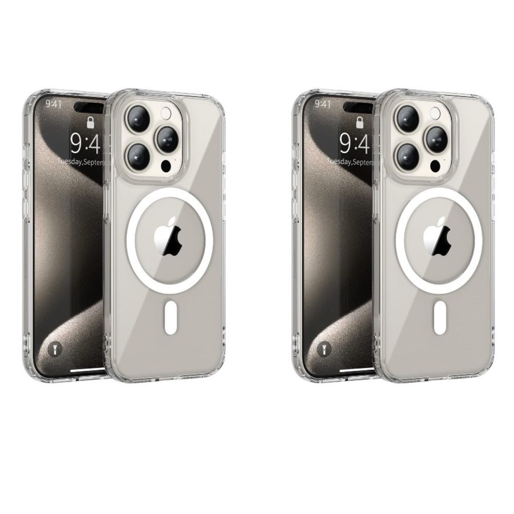 iPhone 15 Pro Case Clear with MagSafe 2 Pack Never Yellow Shockproof Durable E2